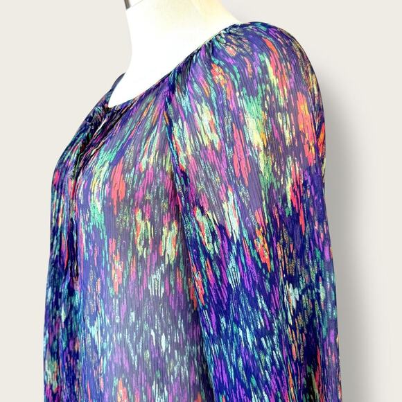 Liz Claiborne Woman 3/4 Sleeves Keyhole Sheered Tops Blouse Size 1X Multicolor - Picture 8 of 14